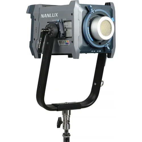 Nanlux Evoke 600C professional RGBLAC LED spotlight featuring 1800K–20000K CCT range, advanced wireless DMX control, high CRI/TLCI colour accuracy, and cinematic lighting performance for film and studio production.