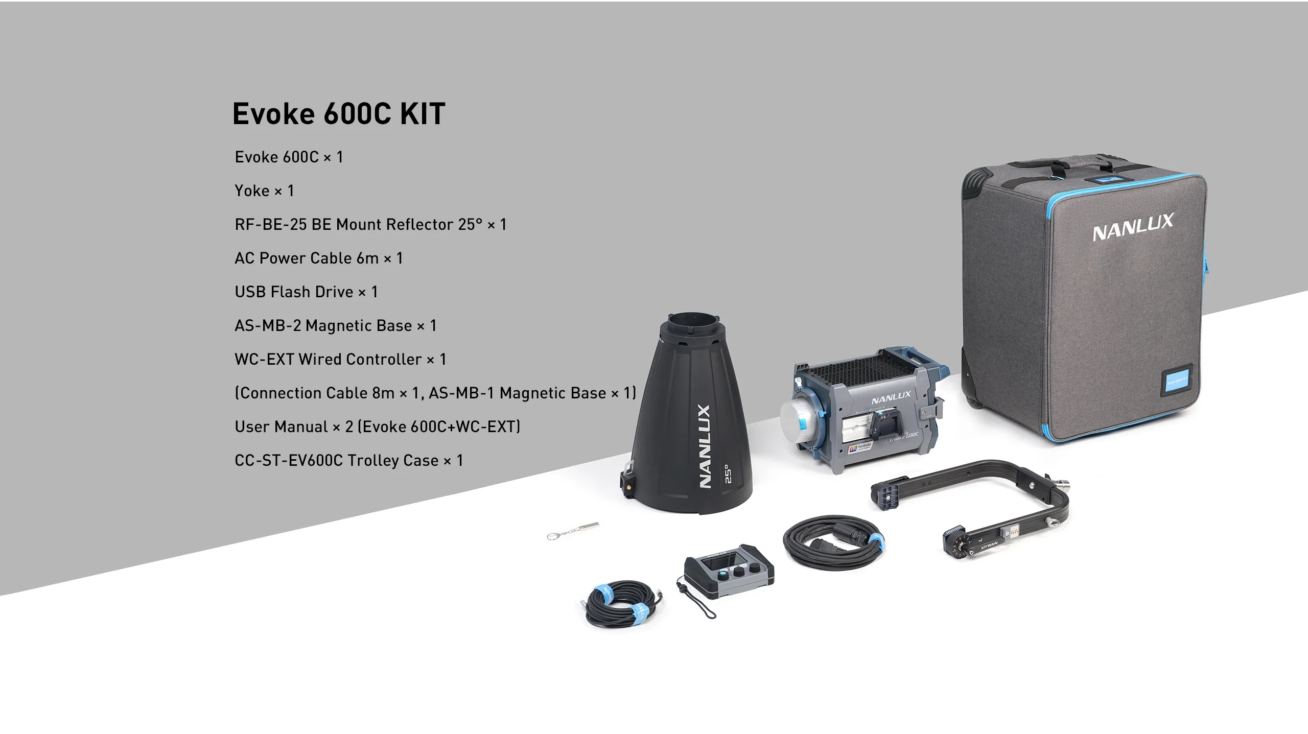 Nanlux Evoke 600C professional RGBLAC LED spotlight featuring 1800K–20000K CCT range, advanced wireless DMX control, high CRI/TLCI colour accuracy, and cinematic lighting performance for film and studio production.