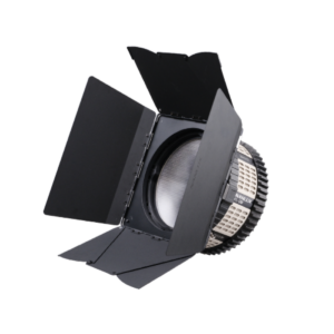 Nanlux FL-28 Fresnel Lens professional NL-mount optical attachment featuring adjustable 17°–43° beam control, enhanced cinematic light shaping, and lightweight portable design for Evoke series LED fixtures.