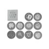 Nanlux AS-GB-A-SET2 gobo set for NL Mount projection systems. Precision-cut metal gobos for cinematic lighting, pattern projection, and creative visual effects in film, broadcast, and studio production.