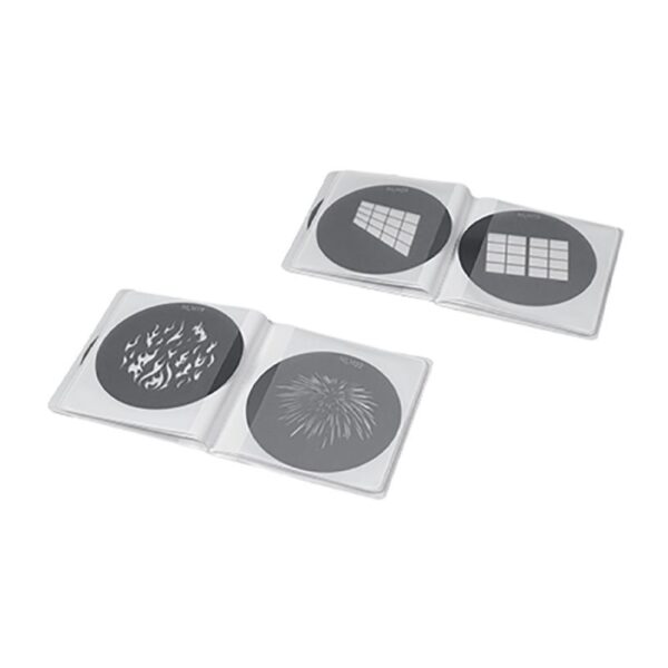 Nanlux AS-GB-A-SET2 gobo set for NL Mount projection systems. Precision-cut metal gobos for cinematic lighting, pattern projection, and creative visual effects in film, broadcast, and studio production.