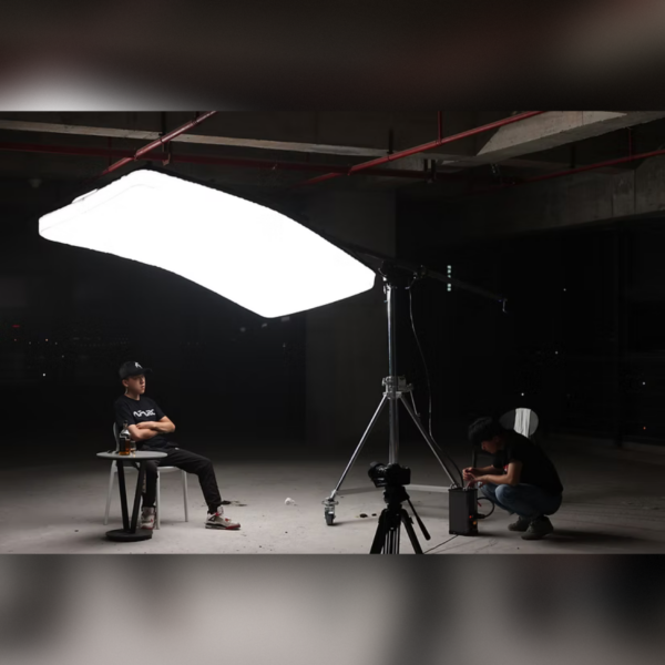 Inflatable 1350W LED soft light with 240×124cm panel, 2500K–6500K bi-color, DMX control & app support. Perfect for film & studio production.